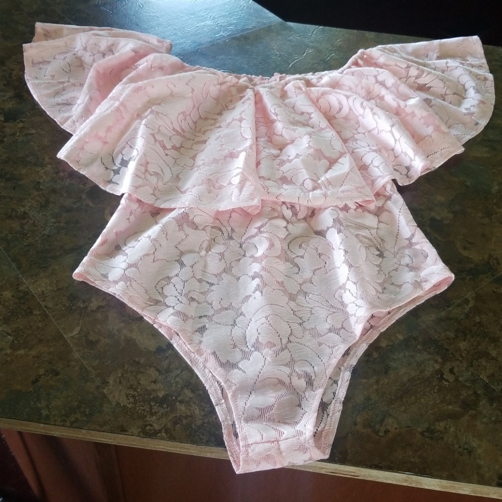 Pink floral lace onzie